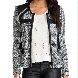 IRO Izzy Leather Detail Jacket in Blanc Noir ~